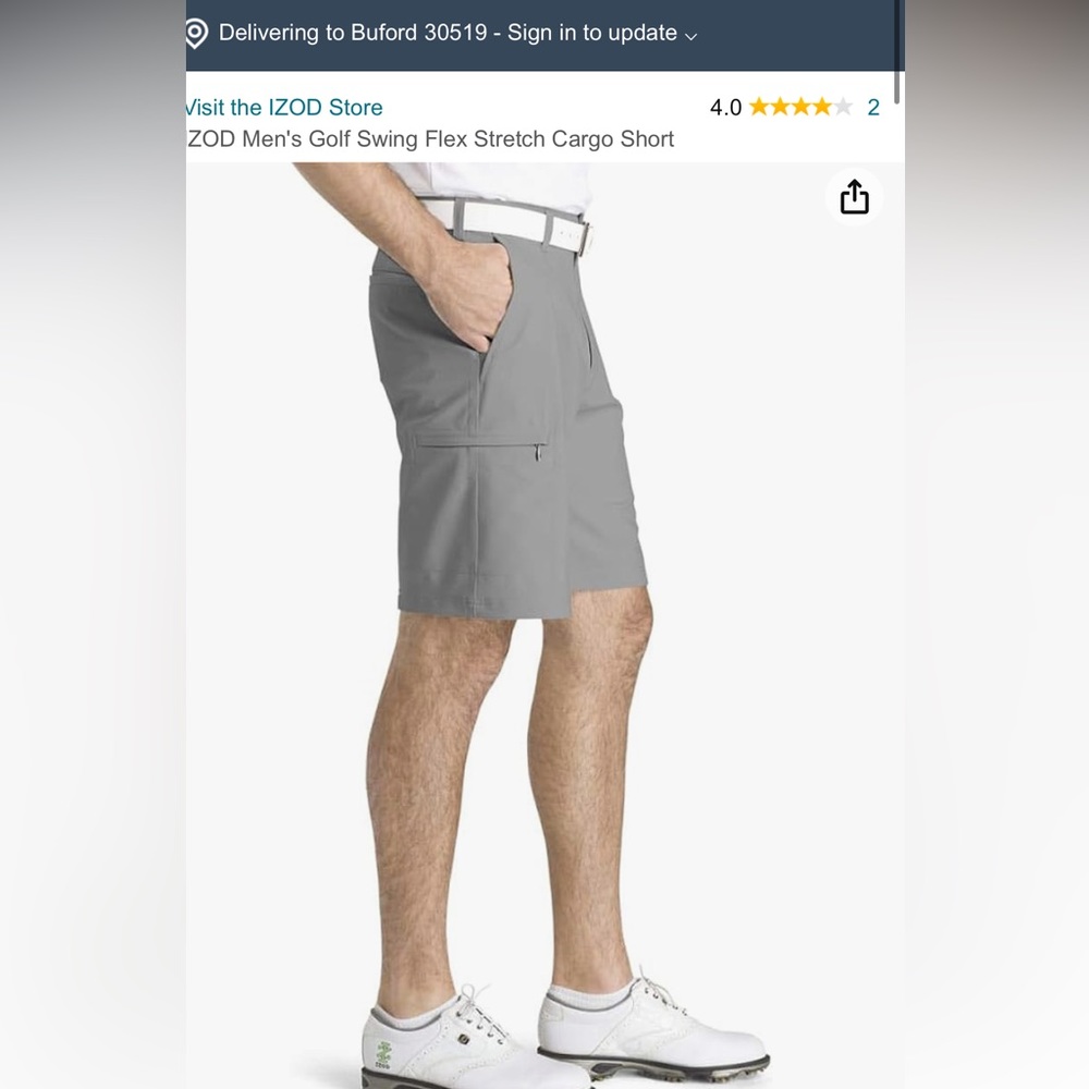 MENS BIG & TALL EUC GREY IZOD GOLF SHORTS SZ 44x10.5